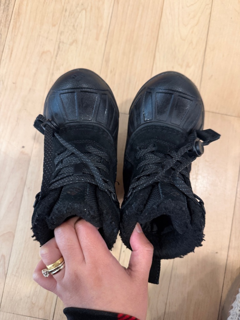 Columbia Black Kids Winter Boots with Lace-Up Front